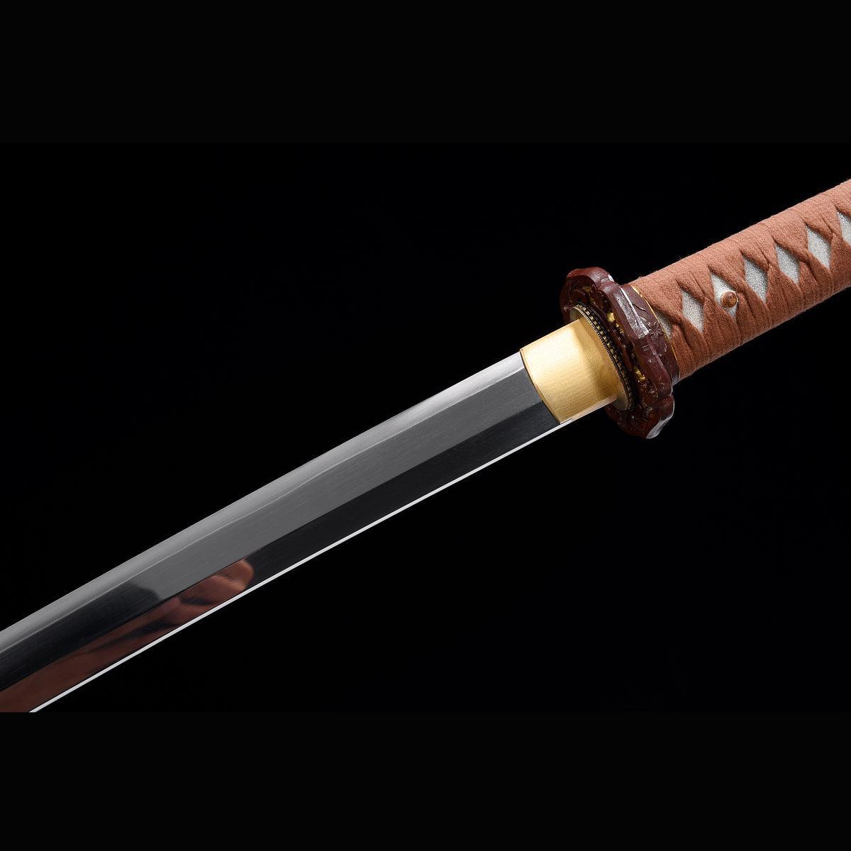 Imperial Officer Tachi with Real Hamon | Full Tang 1095 Steel Lacquered Steel Scabbard 103cm