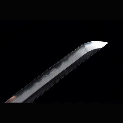 Faithful Warrior Tachi with Real Hamon | Full Tang Clay Tempered Folded Pattern Steel Brazilian Black Ebony Scabbard 103cm