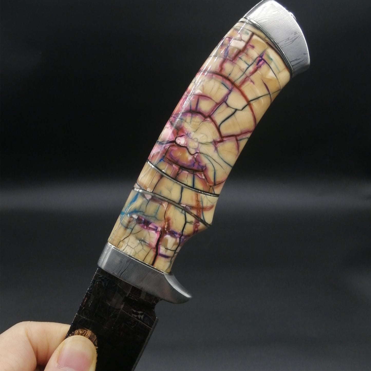 High-end customized ghost face Damascus steel ice handle fruit knife