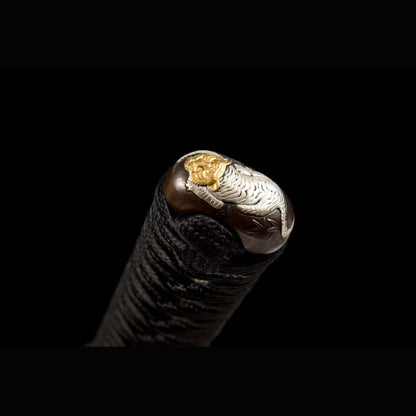 Roaring Tiger Sanmai Katana with Real Hamon | Full Tang Laminated Steel Diagonal Rayskin Scabbard 103cm