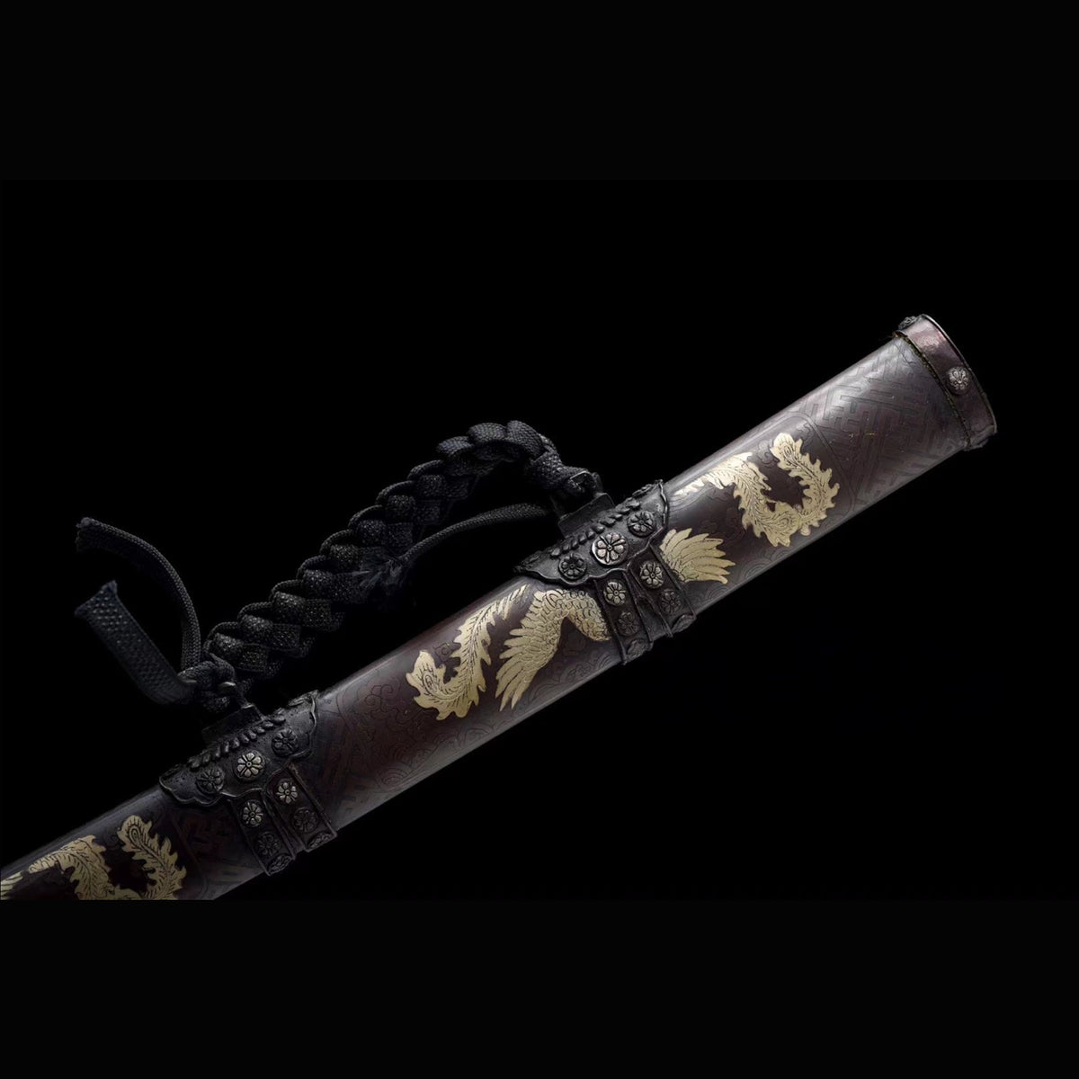 Imperial Auspicious Tachi with Real Hamon | Full Tang Folded Pattern Steel All-Copper Scabbard 103cm