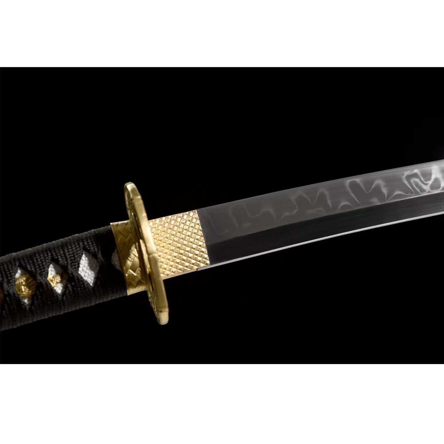 103cm/40.55 Inch Authentic Handmade Burnished Blade T10 Steel Japanese Samurai Sword Golden Bamboo Uchiha