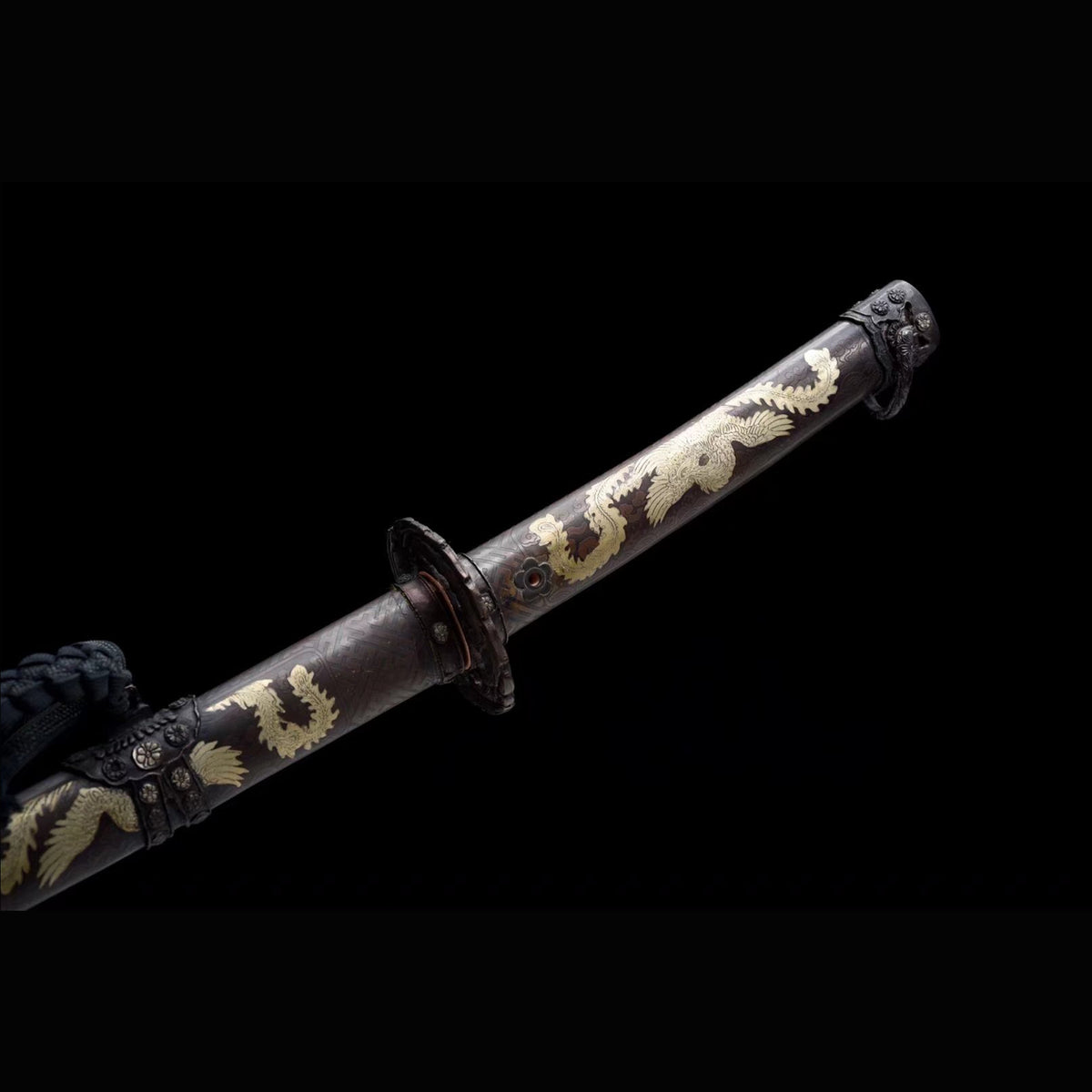 Imperial Auspicious Tachi with Real Hamon | Full Tang Folded Pattern Steel All-Copper Scabbard 103cm
