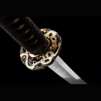 Dragon Scale Pattern Katana with Real Hamon | Full Tang Pattern Welded Damascus Steel Hand-Polished 103cm