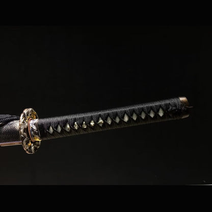 Dragon Circle Gomon Katana with Real Hamon | Full Tang Clay Tempered 5-Layer San Mai Steel Ray Skin Scabbard 103cm