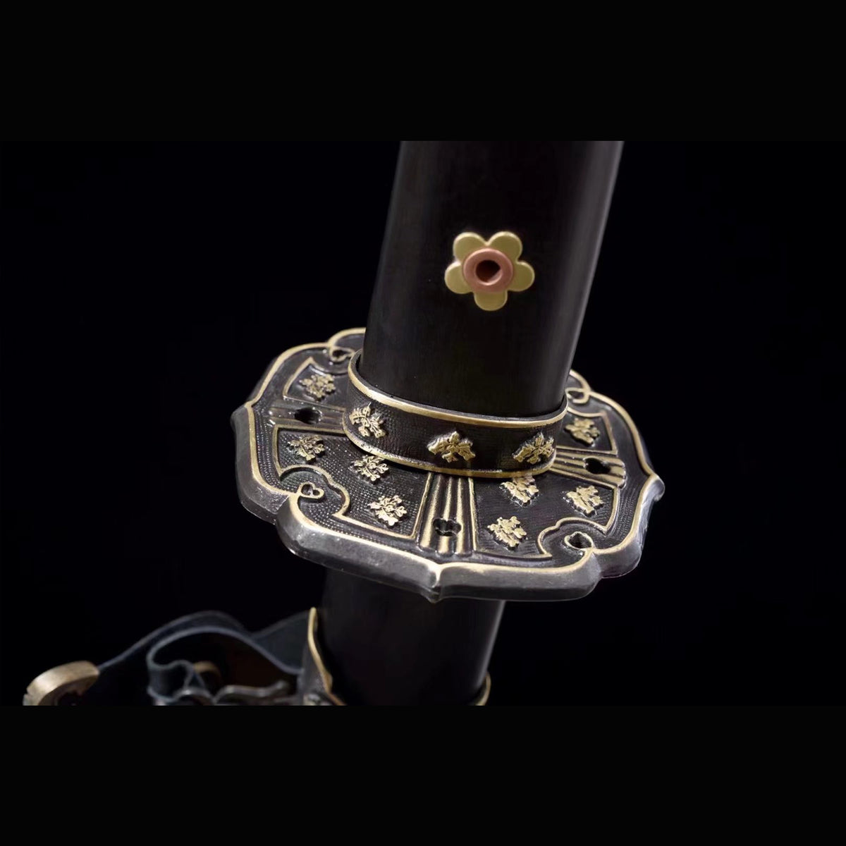 Antique Copper Tachi with Real Hamon | Full Tang Clay Tempered T10 Steel Premium Black Ebony Scabbard 102cm