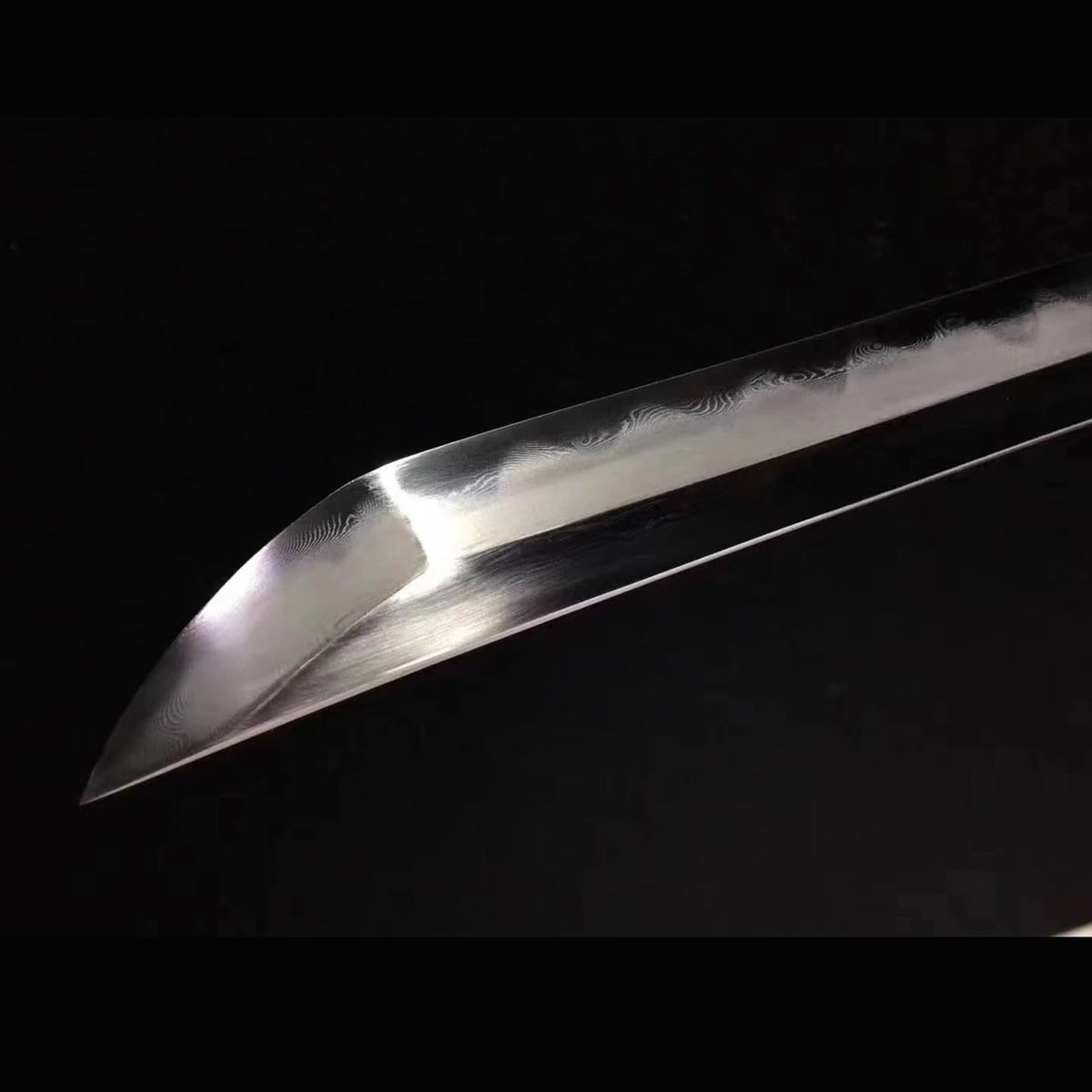 Brass Fitted Black Ebony Tachi with Real Hamon | Full Tang Clay Tempered Folded Pattern Steel 13-Stage Polished 103cm