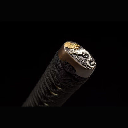 Qunlong San Mai Katana with Real Hamon | Full Tang Three-Layer Folded Steel Ray Skin Scabbard 103cm