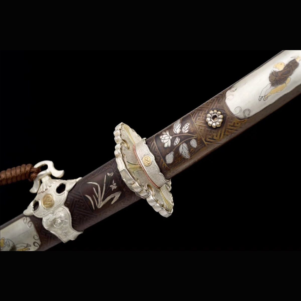 Tokugawa Shogunate Tachi | Full Tang Twisted Dense Ladder Damascus Steel All-Copper Scabbard 120cm