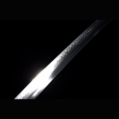 Emperor Tachi with Real Hamon | Full Tang Clay Tempered T10 Steel Natural Redwood Scabbard 105cm