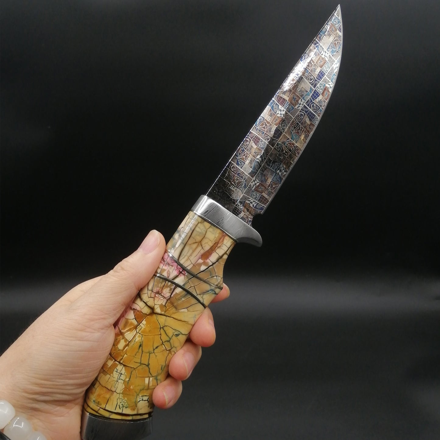 High-end customized ghost face Damascus steel ice handle fruit knife