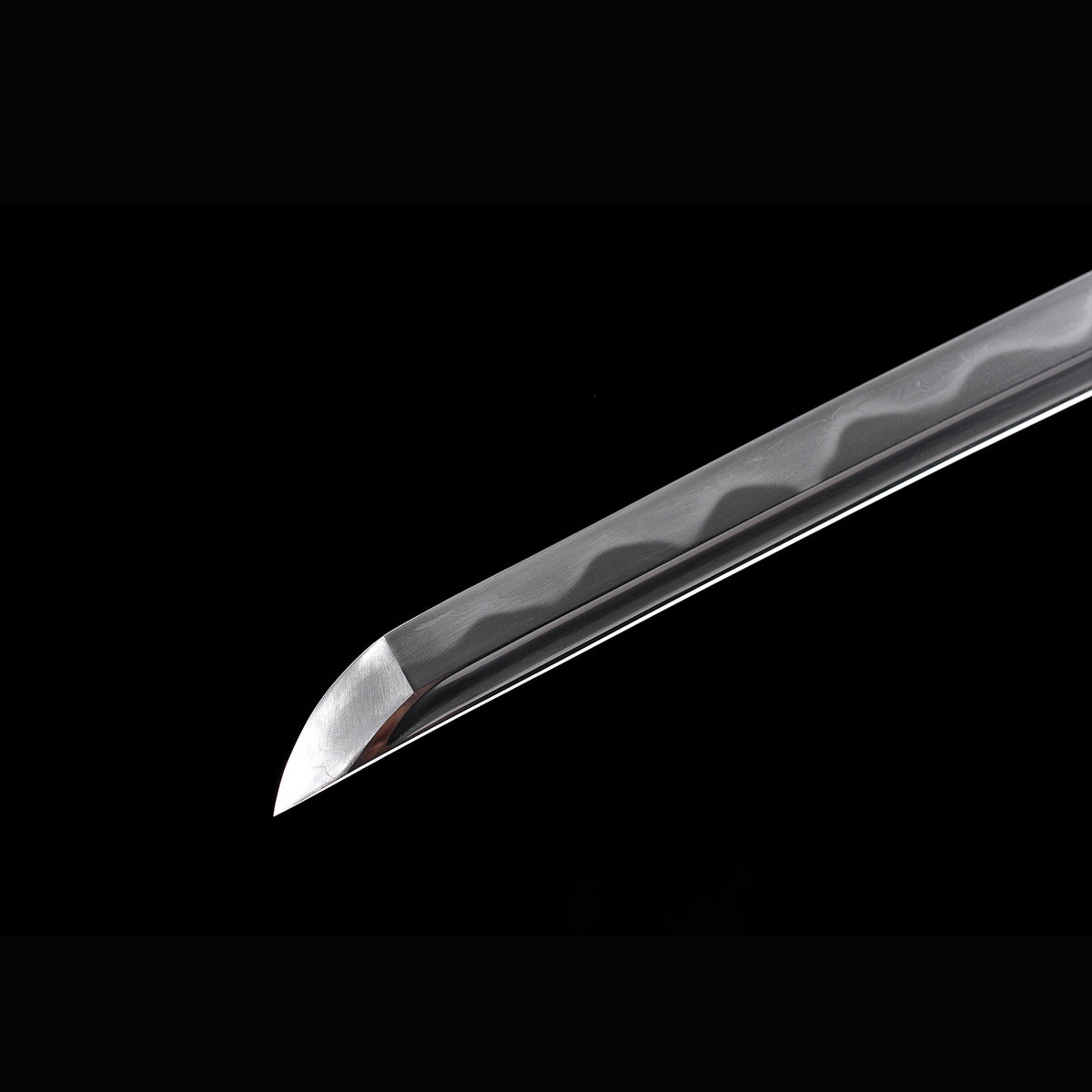 Azure Wave Folded Steel Katana with Real Hamon | Full Tang 8000-Layer Tri-Color Polished Buffalo Horn 103cm
