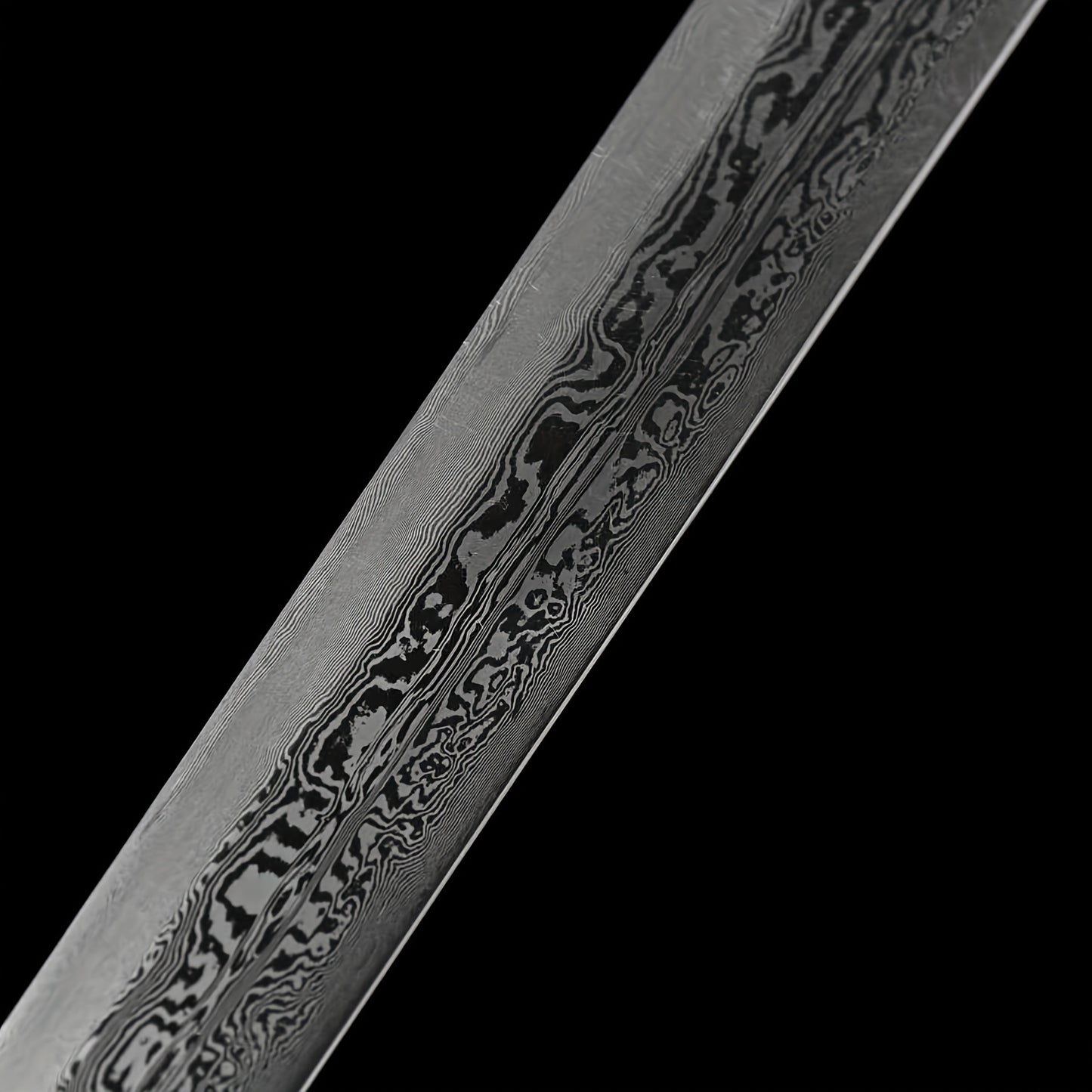Peony Tang Short Sword · Damascus Steel Silver Peony Fittings (21in)