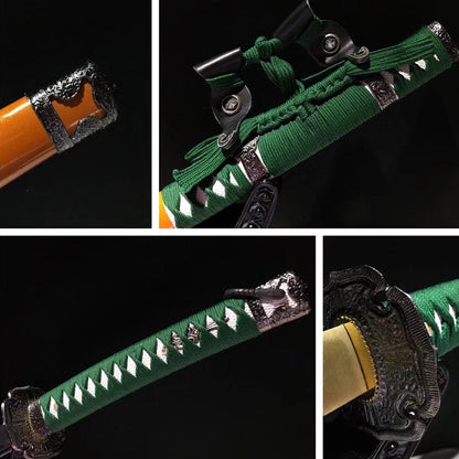Golden Dragon Tachi with Real Hamon | Full Tang Clay Tempered T10 Steel Lacquered Wood Scabbard 104cm