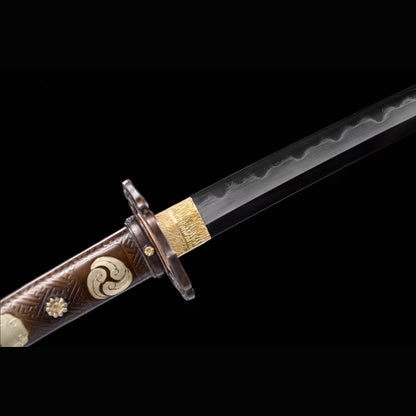 Abundant Cloud Tachi with Real Hamon | Full Tang Laminated Steel All-Copper Scabbard 106cm
