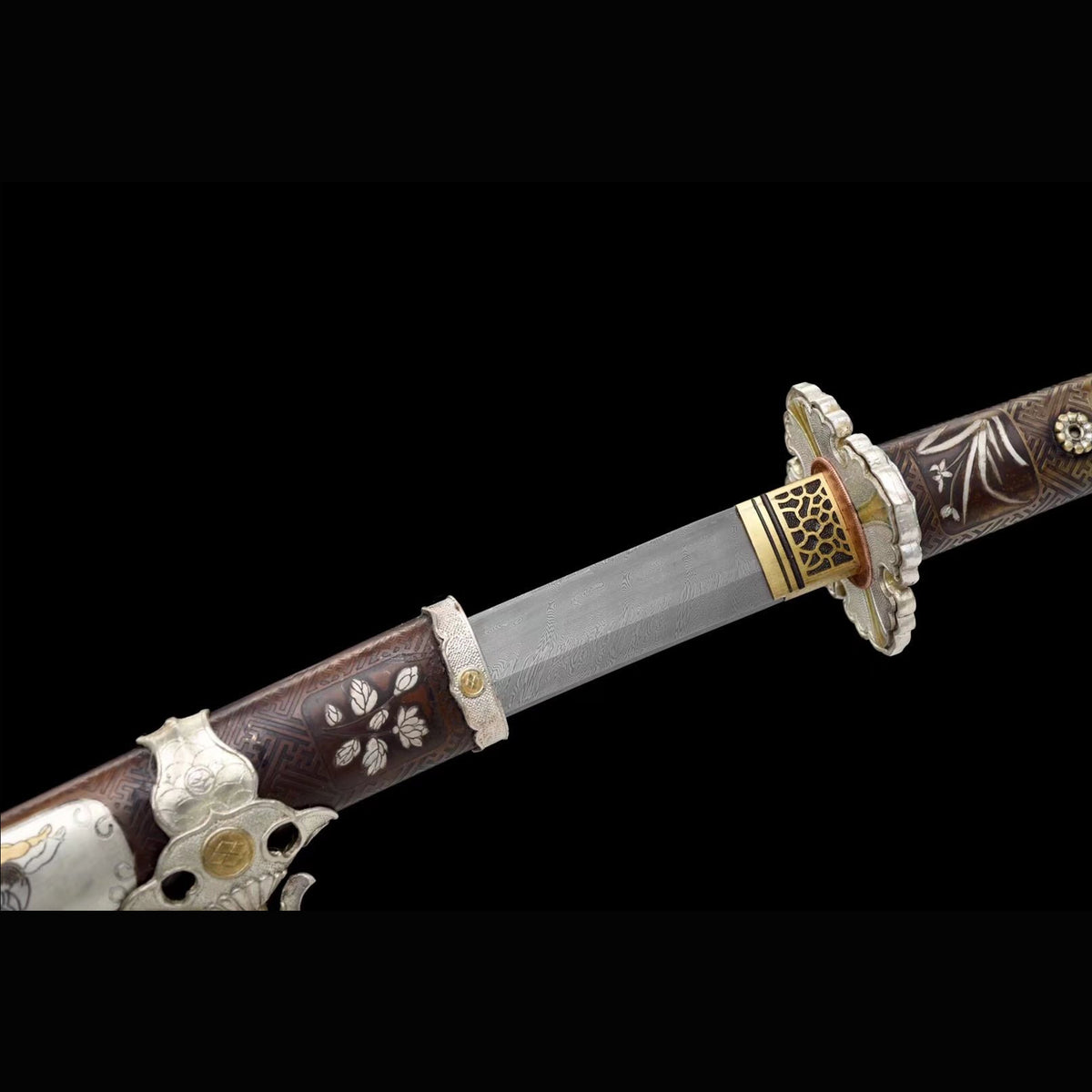 Tokugawa Shogunate Tachi | Full Tang Twisted Dense Ladder Damascus Steel All-Copper Scabbard 120cm