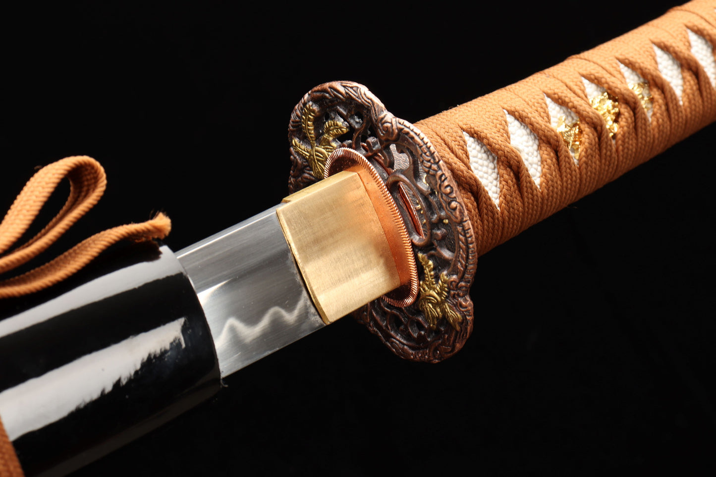 103cm/40.55 inch Authentic hand-forged T10 steel copper-plated gilded silver samurai sword - Zhuying