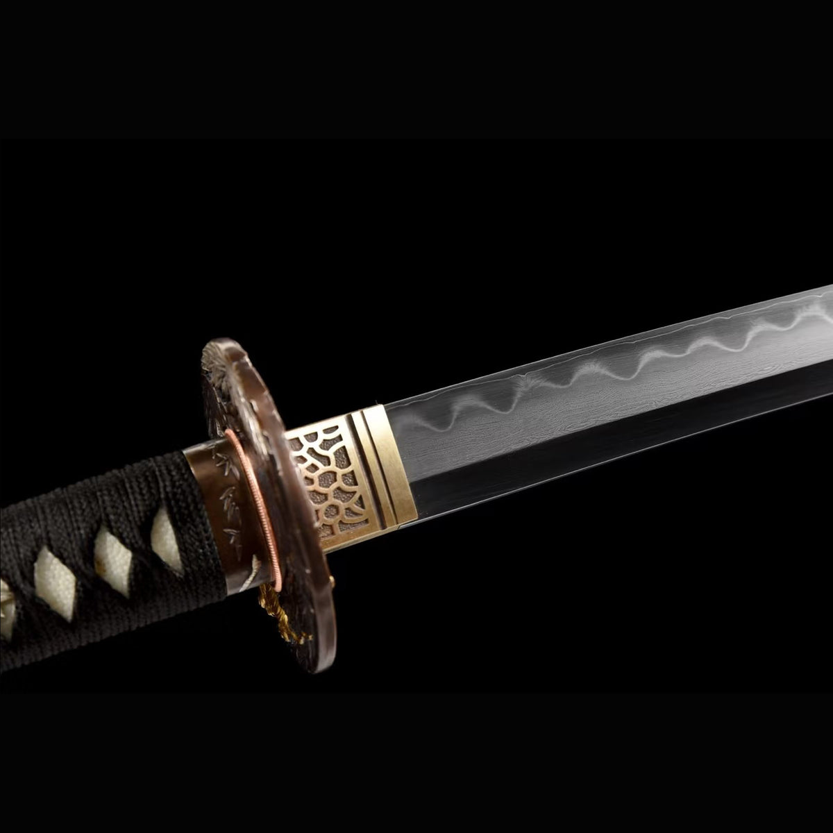 Roaring Tiger Sanmai Katana with Real Hamon | Full Tang Laminated Steel Pearl Rayskin Scabbard 103cm