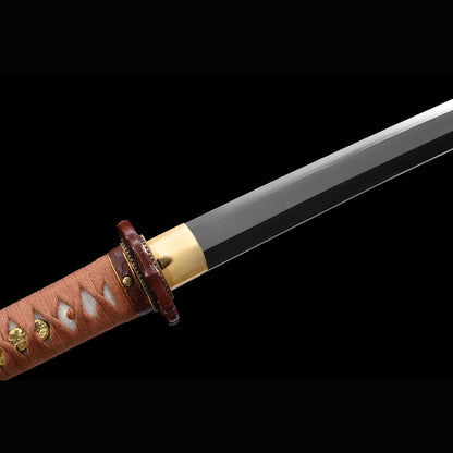 Imperial Officer Tachi with Real Hamon | Full Tang 1095 Steel Lacquered Steel Scabbard 103cm