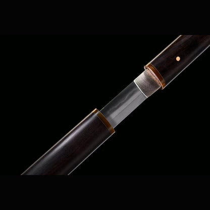 Swift Gale Wootz Steel Iaido Wakizashi with Real Hamon | Full Tang Natural Ebony Wood 75cm