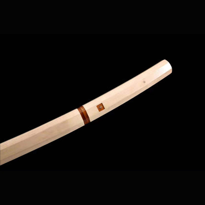 Natural Hardwood Octagonal Iaido Sword with Real Hamon | Full Tang Folded Pattern Steel 100cm