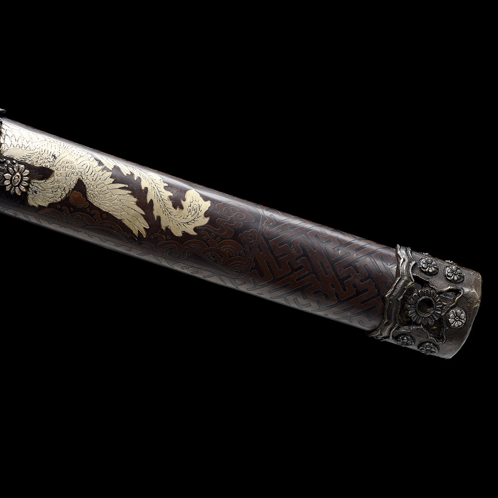 Imperial Sakura Tachi | Clay Tempered Pattern Steel Gilt Gold & Silver Copper Scabbard Collector Sword