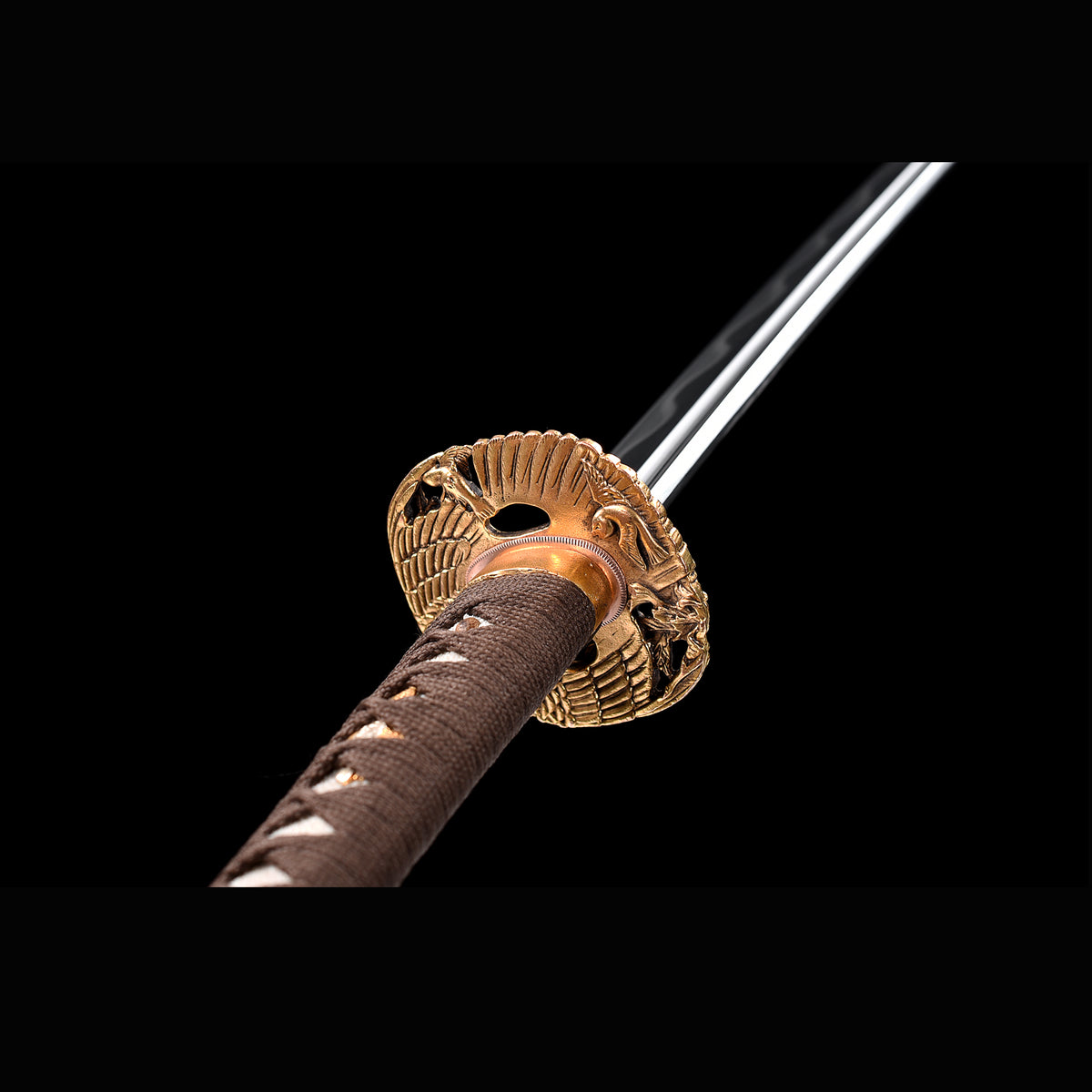 Azure Wave Folded Steel Katana with Real Hamon | Full Tang 8000-Layer Tri-Color Polished Buffalo Horn 103cm