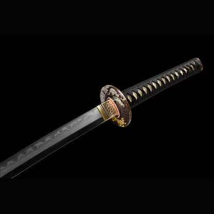 Roaring Tiger Sanmai Katana with Real Hamon | Full Tang Laminated Steel Pearl Rayskin Scabbard 103cm