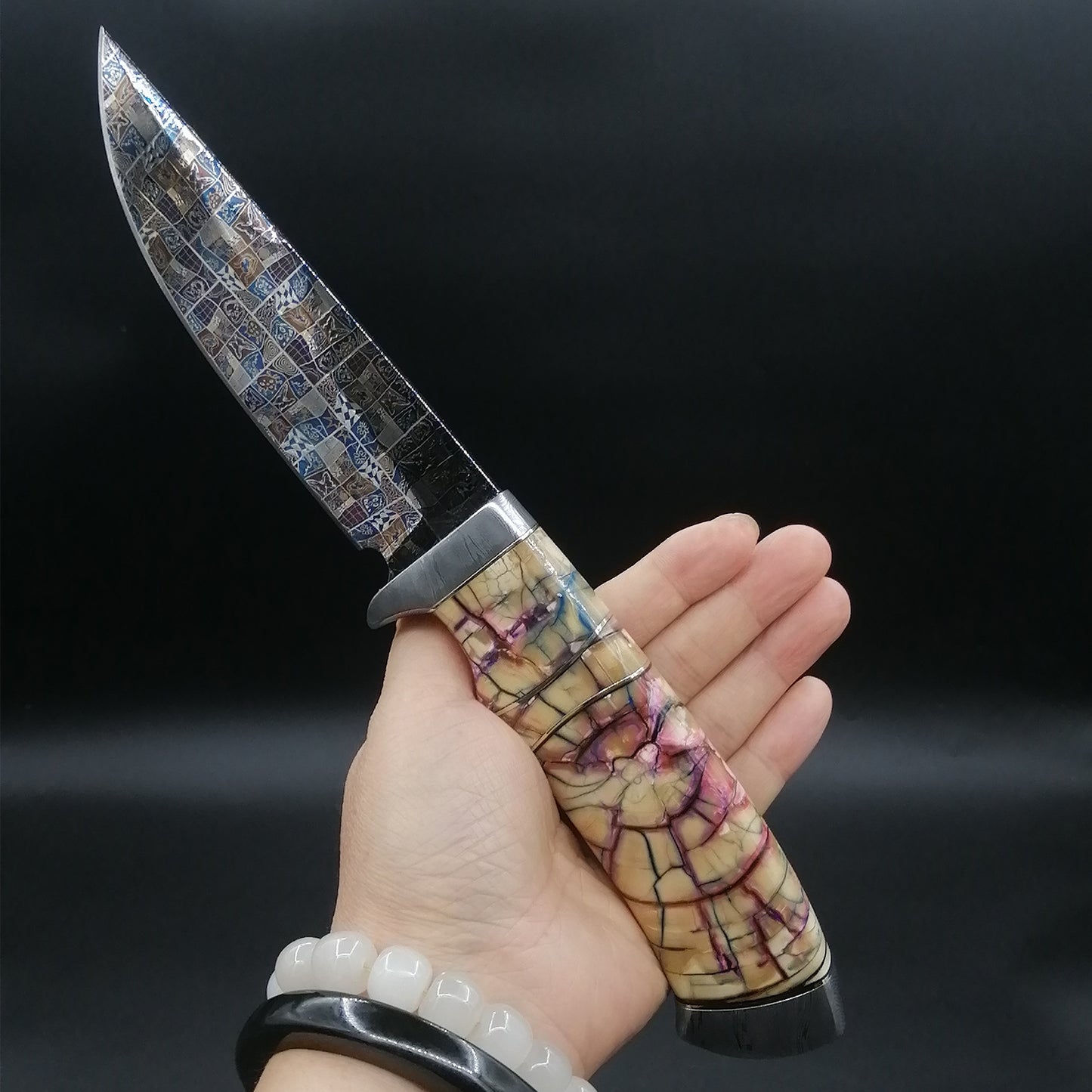 High-end customized ghost face Damascus steel ice handle fruit knife