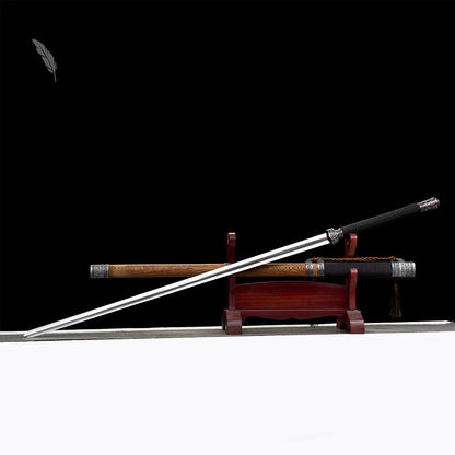Handcrafted Full Tang Chinese Sword  Two-handed Sword Wolong With Patterned Steel Blade