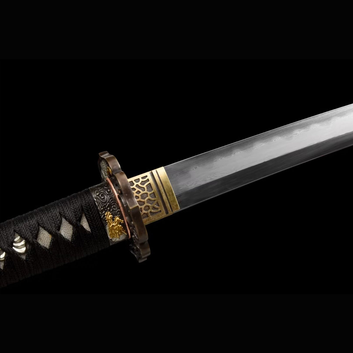 Sea Dragon Katana with Real Hamon | Full Tang Folded Pattern Steel Red Pearl Rayskin Scabbard 103cm