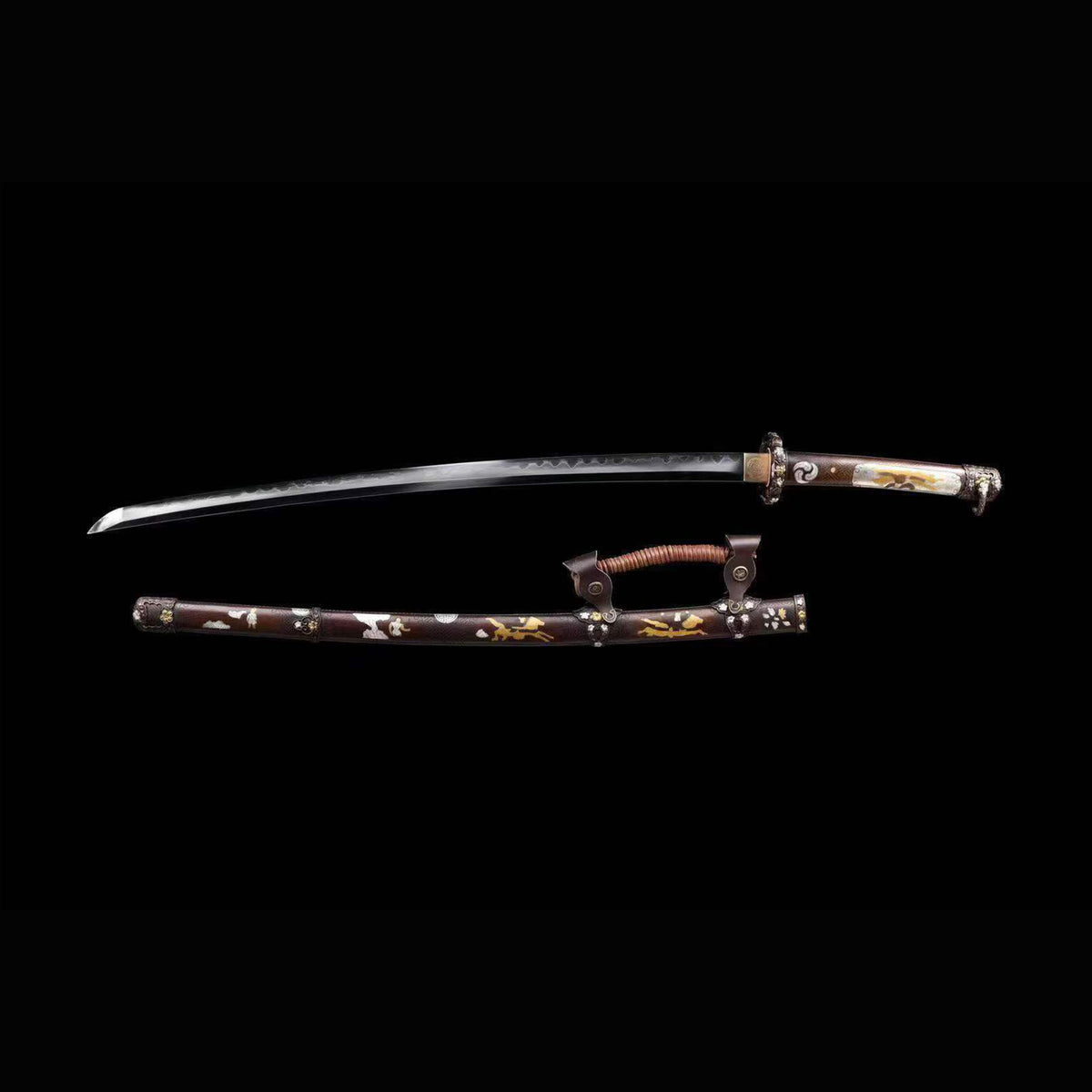 All-Copper Engraved Scabbard Shichimai Tachi | Clay Tempered Full tang Japanese Collector Sword 105cm
