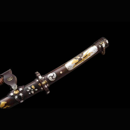 All-Copper Engraved Scabbard Shichimai Tachi | Clay Tempered Full tang Japanese Collector Sword 105cm