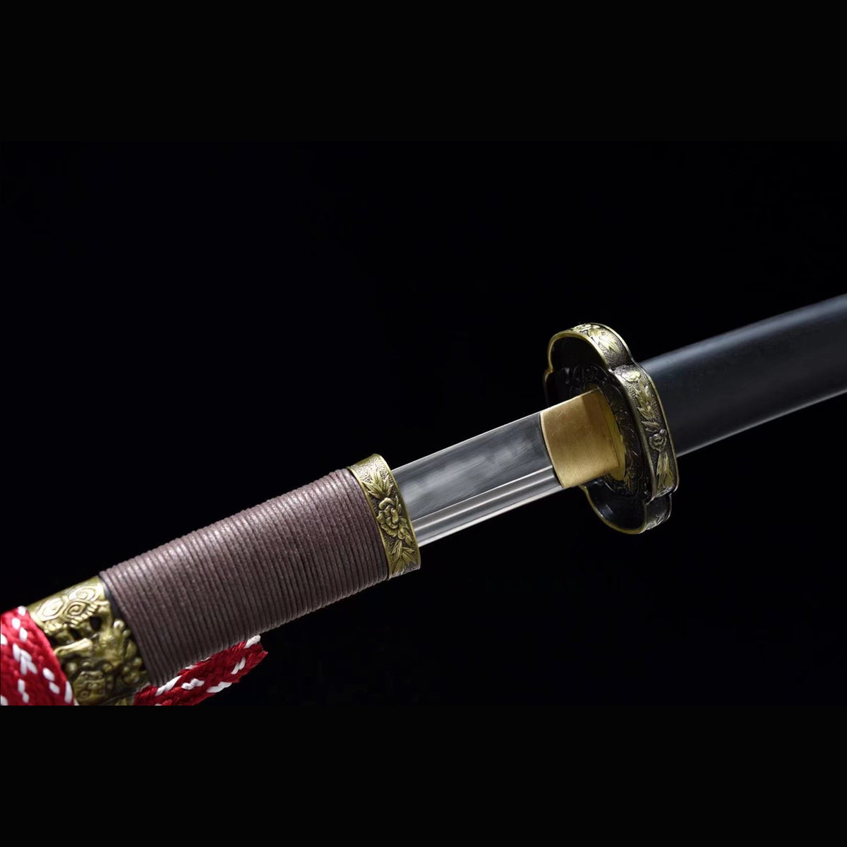 Auspicious Tachi with Real Hamon | Full Tang Clay Tempered T10 Steel Natural Black Ebony Scabbard 102cm