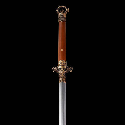 Autumn Water Tang Sword | 609 Pattern Steel, Dragon-Phoenix Sandalwood, Solid Brass Fittings, 110cm