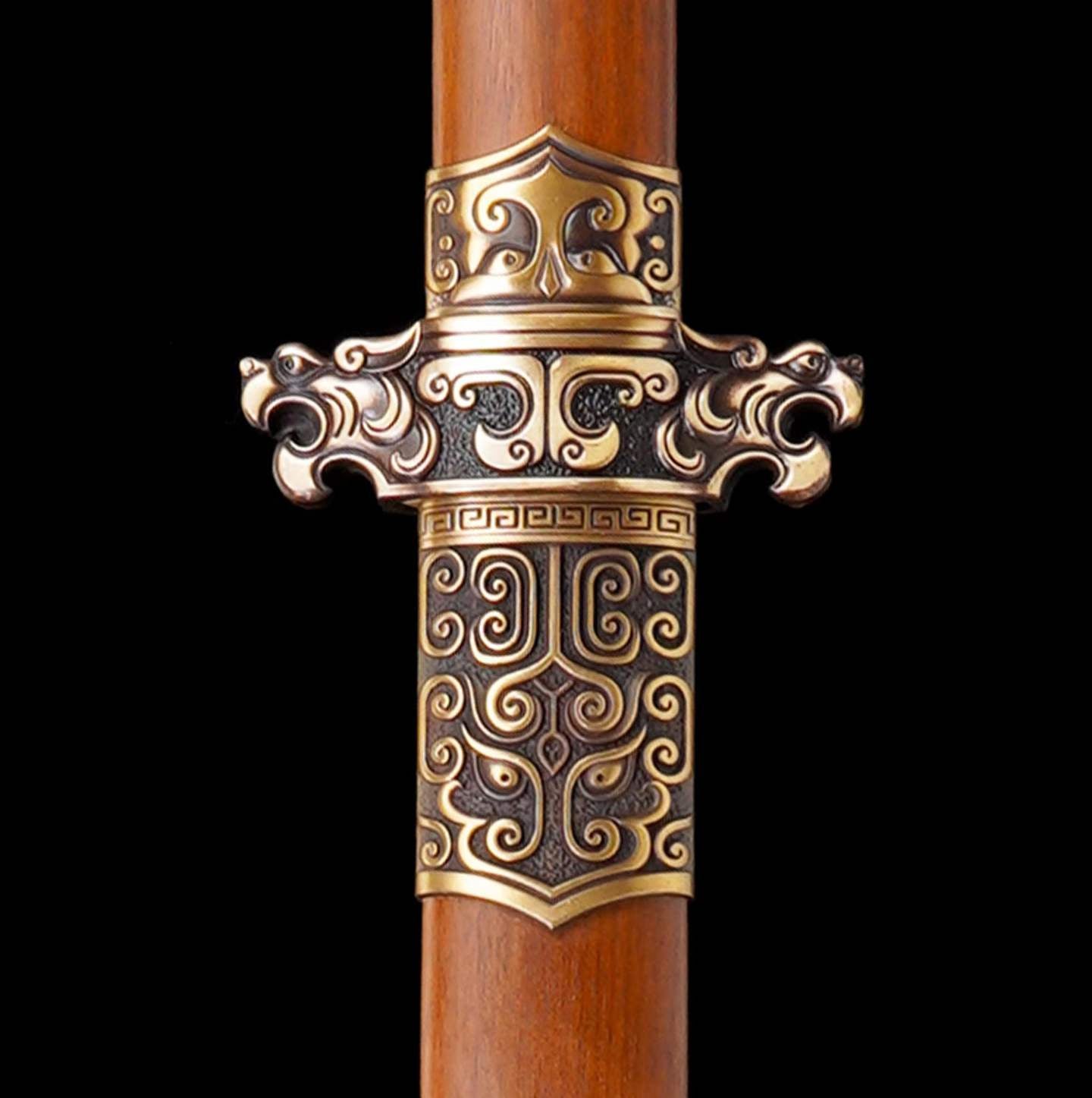 Autumn Water Tang Sword | 609 Pattern Steel, Dragon-Phoenix Sandalwood, Solid Brass Fittings, 110cm