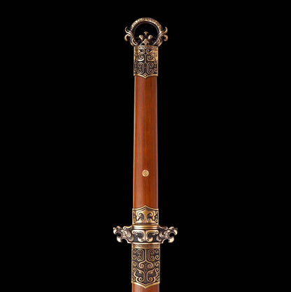Autumn Water Tang Sword | 609 Pattern Steel, Dragon-Phoenix Sandalwood, Solid Brass Fittings, 110cm