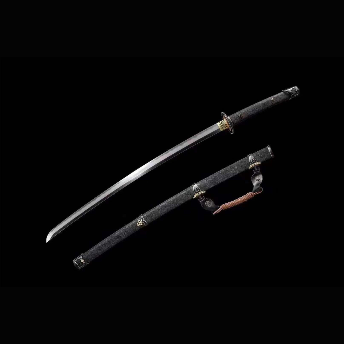 Black Pearl Rayskin Gomai Tachi with Real Hamon | Full Tang 5-Piece Laminated Steel 102cm