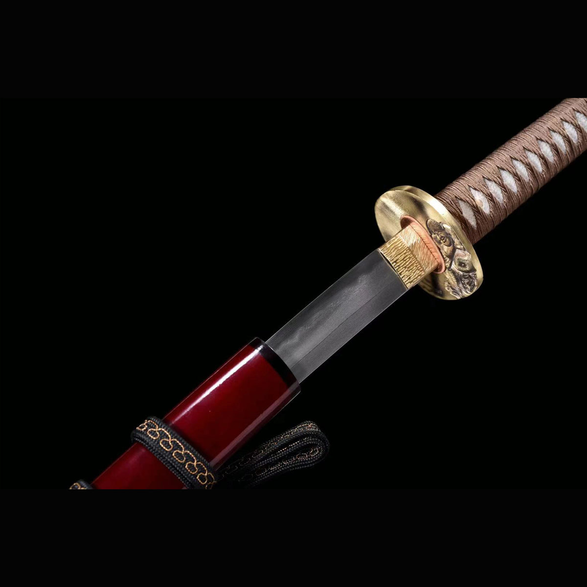 Compassionate Buddha Wootz Katana with Real Hamon | Full Tang Crucible Steel Pure Copper Mountings 103cm