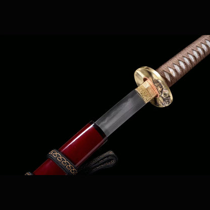 Compassionate Buddha Wootz Katana with Real Hamon | Full Tang Crucible Steel Pure Copper Mountings 103cm