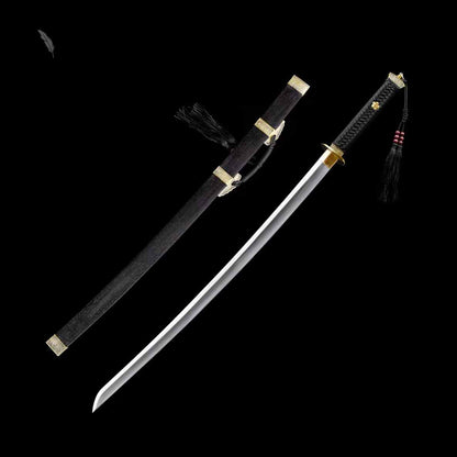 Copper-Clad Recurved Tang Sword Black | Full Tang High Manganese Steel Collector Sword