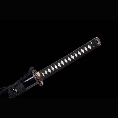 Descending Dragon Katana with Real Hamon | Full Tang Folded Pattern Steel Antique Copper Mountings 103cm