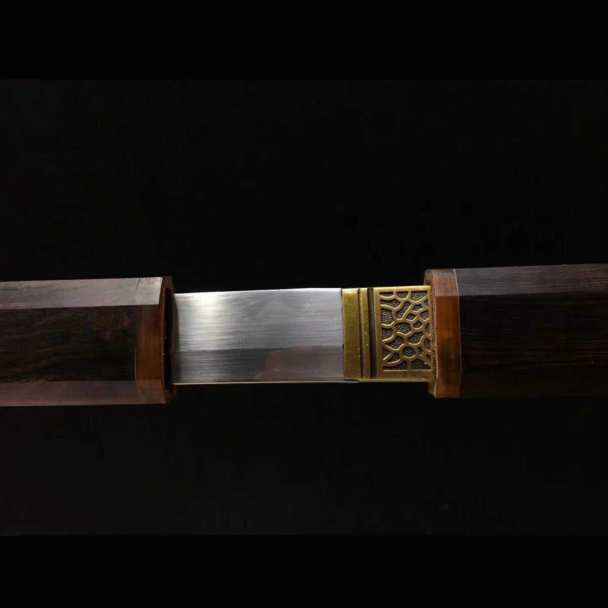Ebony Octagonal Iaido Sword | Full Tang Hand-Forged Twisted Damascus Steel 100cm
