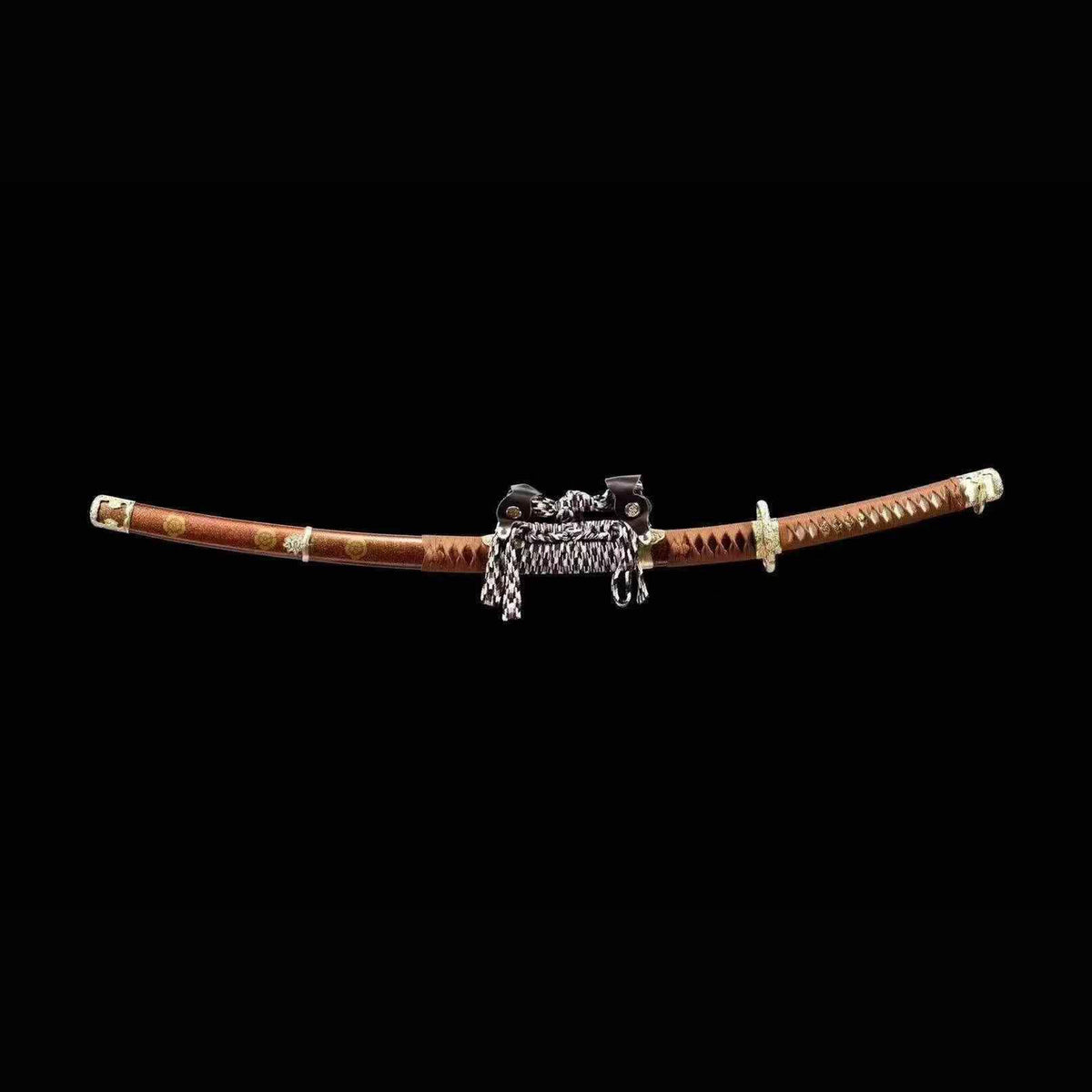 Golden Cloud Tachi with Real Hamon | Full Tang Folded Pattern Steel Pure Copper Mountings 103cm
