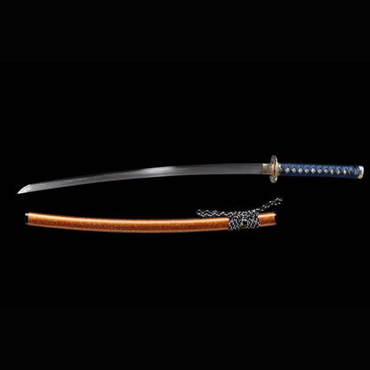 Golden Cloud Wootz Katana with Real Hamon | Full Tang Crucible Steel Pure Copper Mountings 103cm