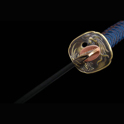 Golden Cloud Wootz Katana with Real Hamon | Full Tang Crucible Steel Pure Copper Mountings 103cm
