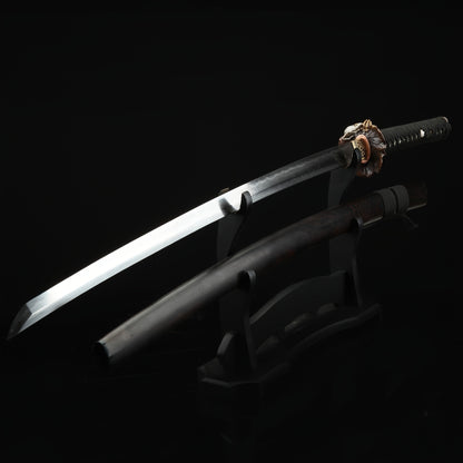 Hand-Polished Damascus Steel Katana –Fully Sharpened  Full Tang Collector Sword with Gold-Plated Lotus Tsuba