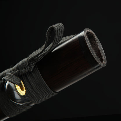 Hand-Polished Damascus Steel Katana –Fully Sharpened  Full Tang Collector Sword with Gold-Plated Lotus Tsuba