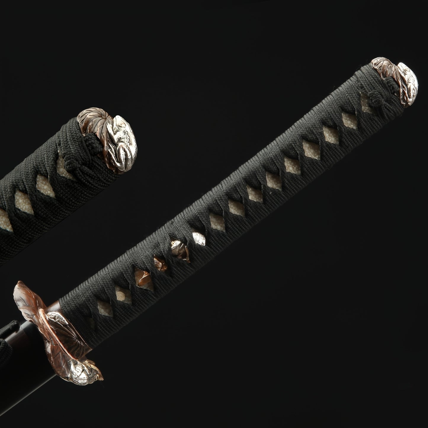 Hand-Polished Damascus Steel Katana –Fully Sharpened  Full Tang Collector Sword with Gold-Plated Lotus Tsuba