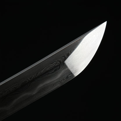 Hand-Polished Damascus Steel Katana –Fully Sharpened  Full Tang Collector Sword with Gold-Plated Lotus Tsuba
